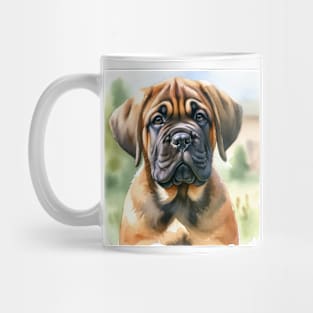 Watercolor Bullmastiff Puppies Painting - Cute Puppy Mug